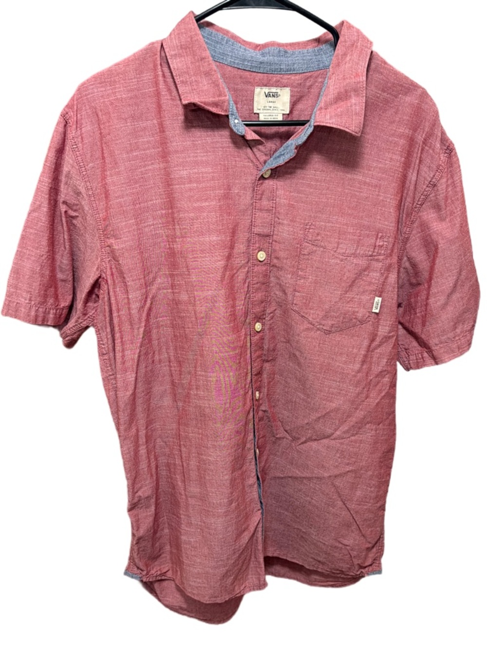Vans Men's Short-Sleeve Button-Down Shirt in Heathered Red